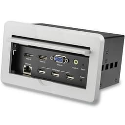 StarTech.com Conference Table Connectivity Pop up Box with AV and Data Ports - HDMI, VGA, DisplayPort to 4K HDMI Output (BOX4HDECP2) - Mounting plate - HDMI, HD-15, mini-phone stereo 3.5 mm, RJ-45, USB Type A, DisplayPort - silver