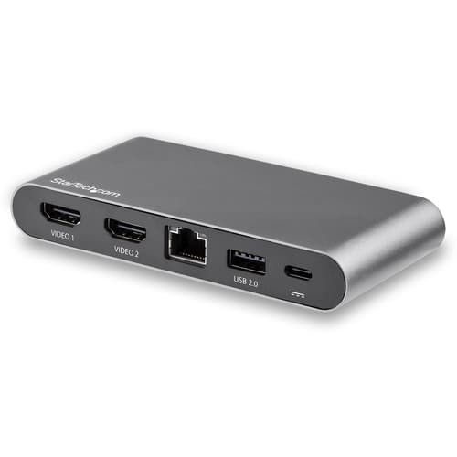 StarTech.com USB C Dock, 4K Dual Monitor HDMI Display, Mini Laptop Docking Station, 100W Power Delivery Passthrough, GbE, 2-Port USB-A Hub, USB Type-C Multiport Adapter,3.3' Cable, Dual 4K - 4K Mini Laptop Dock (DK30C2HAGPD) - Docking station - USB-C - 2 x HDMI - 1GbE - for P/N: ARMBARDUO, ARMBARDUOV, ARMDUAL, ARMDUAL30, ARMDUALV, ARMSLIMDUO