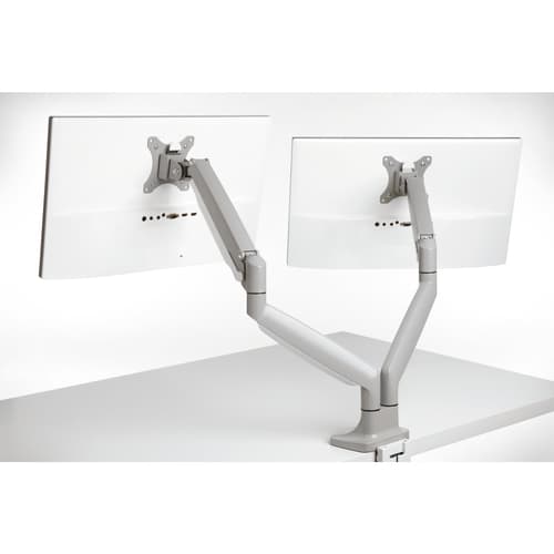 Kensington SmartFit One-Touch Dual Monitor Arm - Mounting kit - adjustable arm - for 2 monitors - metal - silver grey - screen size: 13"-32" - C-clamp, grommet, desk-mountable — view 3