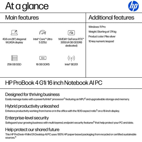 HP P4G1i16 U5 225U 16 16GB/256 PC United Kingdom - UK English localization — view 5