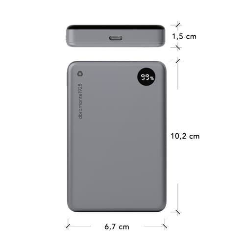 dbramante1928 re-charge - Power bank - 10000 mAh - 38.5 Wh - 20 Watt - 3 A - 2 output connectors (magnetic, 24 pin USB-C) - grey — view 5