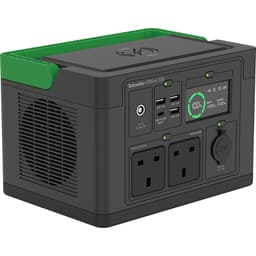 Schneider OffGrid 330 - Portable power station - LCD, 2 BS1363 outlets, sinewave, 3 USB-A, 1 USB-C, wireless charger - AC 230 V - 330 Watt - Lithium Ion - 332 Wh - output connectors: 2 - United Kingdom - black, green
