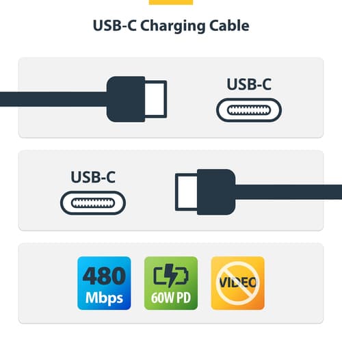 StarTech.com - USB cable - 24 pin USB-C (M) to 24 pin USB-C (M) - USB 2.0 - 3 A - USB Power Delivery (60W) - black — view 6