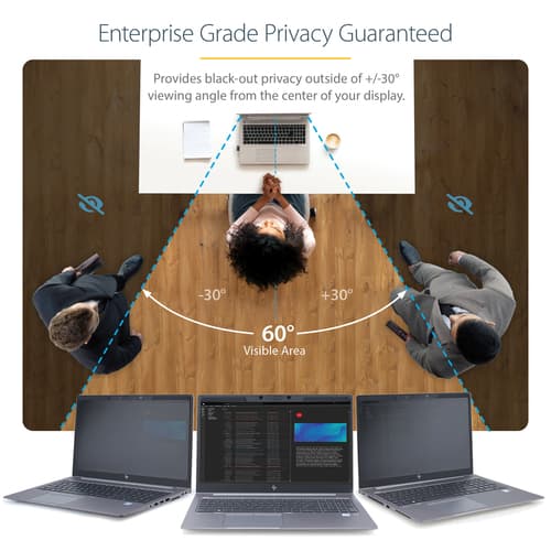 StarTech.com Laptop Privacy Screen for 15" Notebook, Magnetic Removable Laptop Display Security Filter, Blue Light Reducing Screen Protector, 16:9, Matte/Glossy, +/-30 Degree Viewing - Blue Light Filter (PRIVSCNLT15) - Notebook privacy filter - removable - magnetic - 15" - transparent - TAA Compliant - for P/N: LTSTND2IN1 — view 11