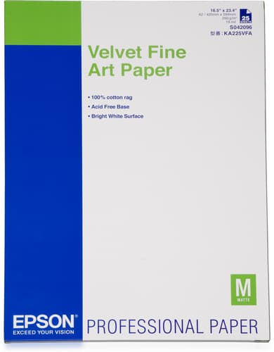 Epson Media, Media, Sheet paper, Velvet Fine Art Paper, Graphic Arts - Fine Art Paper, A2, 260 g/m2, 25 Sheets