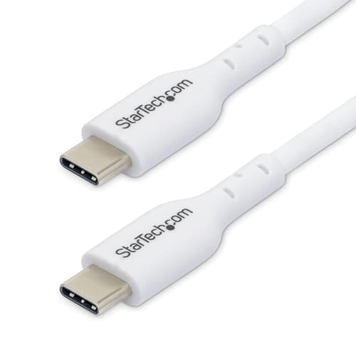 StarTech.com 2m (6.6ft) White USB-C Charging Cable, USB C Cable, USB 2.0 Type-C Laptop Charger Cord, 60W 3A Power Delivery, TPE Jacket, USB-C Data Transfer Cable, M/M - USB cable - 24 pin USB-C (M) to 24 pin USB-C (M) - USB 2.0 - 3 A - 2 m - USB Power Delivery (60W) - white