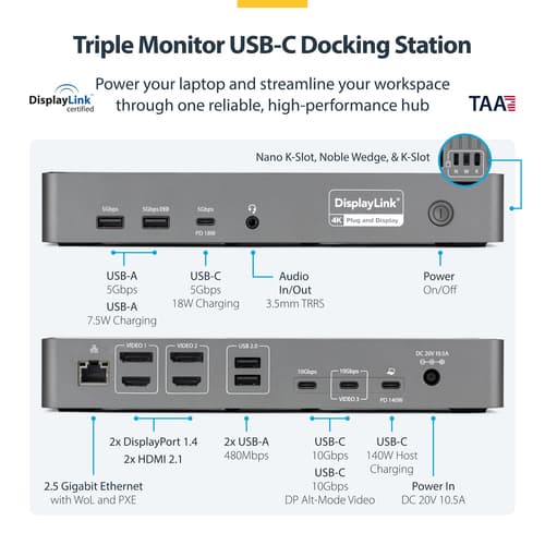 Triple-Monitor USB-C Dock 140W PD — view 3