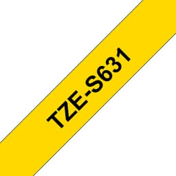 Brother TZe-S631 - Extra strong self-adhesive - black on yellow - Roll (1.2 cm x 8 m) 1 cassette(s) laminated tape - for P-Touch PT-E310, E550, P900, P-Touch Cube Plus PT-P710, P-Touch Cube Pro PT-P910