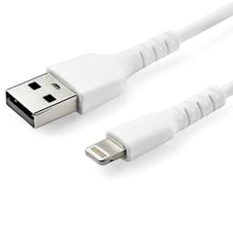 StarTech.com 6 ft(2m) Durable White USB-A to Lightning Cable, Heavy Duty Rugged Aramid Fiber USB Type A to Lightning Charger/Sync Power Cord, Apple MFi Certified iPad/iPhone 12 Pro Max - iPhone 7/8/11/11 Pro - Lightning cable - USB male straight to Lightning male straight - 2 m - double shielded - white