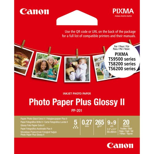 Canon Photo Paper Plus Glossy II PP-201 - High-glossy - 270 micron - 89 x 89 mm - 265 g/m� - 20 sheet(s) photo paper - for PIXMA TS7450i