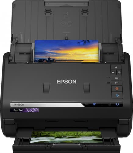 Epson FastFoto FF-680W - Document scanner - Contact Image Sensor (CIS) - Duplex - A4 - 600 dpi x 600 dpi - up to 45 ppm (mono) / up to 45 ppm (colour) - ADF (100 sheets) - USB 3.0, Wi-Fi(n)