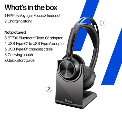 Poly Voyager Focus 2 - Customer Special 1 - headset - on-ear - Bluetooth - wireless - active noise cancelling - USB-C via Bluetooth adapter - black — view 6