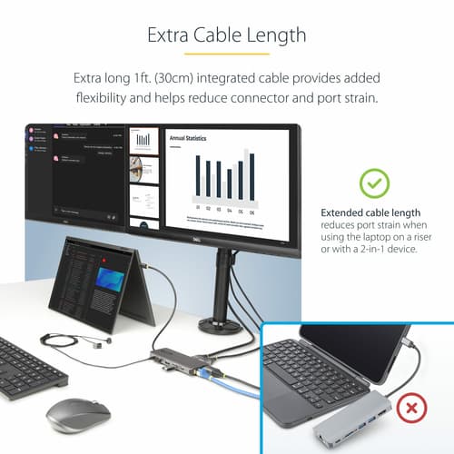 StarTech.com USB-C Triple-Monitor Multiport Adapter, HDMI/DP/Card Reader - Docking station - USB-C 3.2 Gen 1 / Thunderbolt 3 / Thunderbolt 4 - HDMI, 2 x DP - 1GbE — view 7