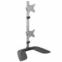 StarTech.com Vertical Dual Monitor Stand, Ergonomic Desktop Stacked Two Monitor Stand up to 27 inch VESA Mount Displays, Free Standing Universal Monitor Mount, Height Adjustable, Silver