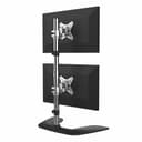 StarTech.com Vertical Dual Monitor Stand, Ergonomic Desktop Stacked Two Monitor Stand up to 27 inch VESA Mount Displays, Free Standing Universal Monitor Mount, Height Adjustable, Silver