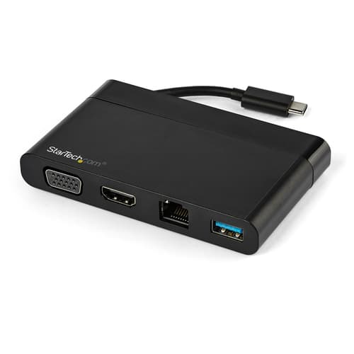 StarTech.com USB C Multiport Adapter with HDMI, VGA, Gigabit Ethernet & USB 3.0, USB C to 4K HDMI or 1080p VGA Display Mini Dock Hub, USB Type-C Travel Docking Station for USB-C Laptops - Portable USB-C Dock (DKT30CHVCM) - Docking station - USB-C - VGA, HDMI - 1GbE