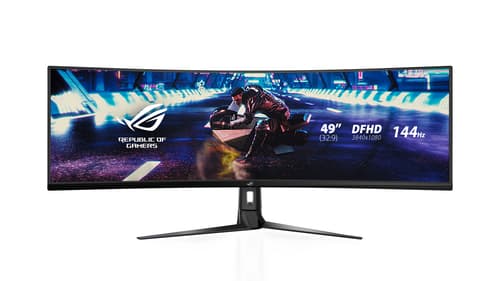 ASUS ROG Strix XG49VQ - LED monitor - gaming - curved - 49" - 3840 x 1080 DFHD @ 144 Hz - VA - 450 cd/m� - 3000:1 - DisplayHDR 400 - 4 ms - 2xHDMI, DisplayPort - speakers - black