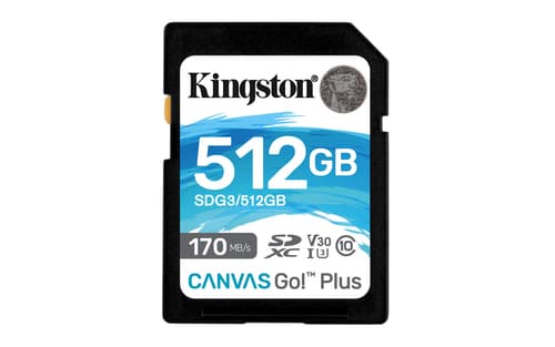 Kingston Canvas Go! Plus - Flash memory card - 512 GB - Video Class V30 / UHS-I U3 / Class10 - SDXC UHS-I — view 1