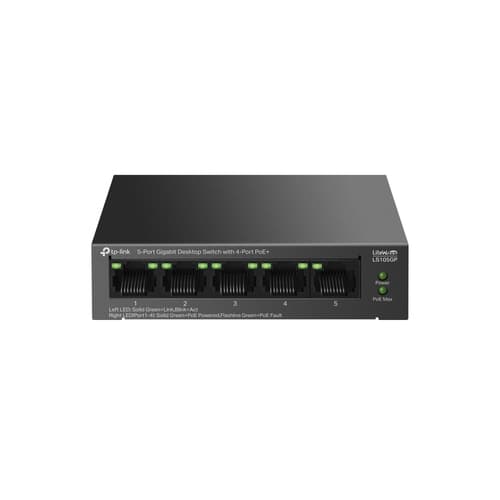 TP-Link LiteWave LS105GP V1 - Switch - 4 x 10/100/1000 (PoE+) + 1 x 10/100/1000 - desktop, wall-mountable - PoE+ (65 W)