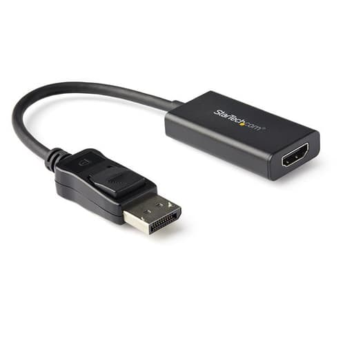 StarTech.com DisplayPort to HDMI Adapter, 4K 60Hz HDR10 Active DisplayPort 1.4 to HDMI 2.0b Video Converter, 4K DP to HDMI Adapter Dongle for Monitor/Display/TV, Latching DP Connector - Ultra HD, EMI Shielding (DP2HD4K60H) - Adapter - DisplayPort male latched to HDMI female - 25.16 cm - shielded - black - 4K support - for P/N: ST121HD20FXA, SV231DHU34K6, SV231HU34K6, SV431HU34K6