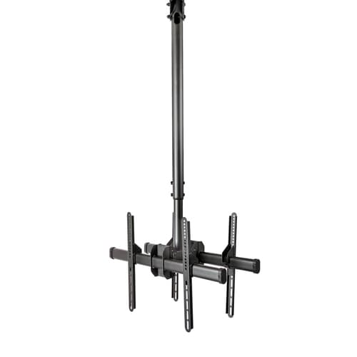 StarTech.com Dual TV Ceiling Mount, Back-to-Back Heavy Duty Hanging Dual Screen Mount with Adjustable Telescopic 3.5' to 5' Pole, Tilt/Swivel/Rotate, VESA Bracket for 32�-75" Displays - Ceiling TV Bracket (FPCEILBTB) - Bracket - for flat panel - heavy duty steel - black - screen size: 32"-75" - ceiling mountable