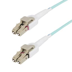 StarTech.com 5m (15ft) LC to LC (UPC) OM4 Switchable Fiber Optic Cable 50/125�m, 100G Networks, Toolless Polarity Switching, Low Insertion Loss - LSZH Fiber Patch Cord (450FBLCLC5SW) - Patch cable - LC/UPC multi-mode (M) to LC/UPC multi-mode (M) - 5 m - 2.9 mm - fibre optic - duplex - 50 / 125 micron - OM3/OM4 - halogen-free, up to 100 Gbps data transfer rate - aqua