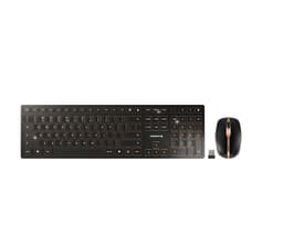 CHERRY DW 9000 SLIM - Keyboard and mouse set - wireless - 2.4 GHz, Bluetooth 4.0 - US with Euro symbol - black, bronze