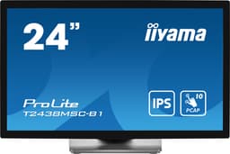 iiyama ProLite T2438MSC-B1 - LED monitor - 24" (23.8" viewable) - touchscreen - 1920 x 1080 Full HD (1080p) - IPS - 600 cd/m� - 1000:1 - 5 ms - HDMI, DisplayPort - speakers - matte black