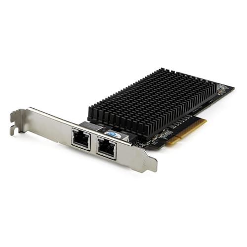 StarTech.com Dual Port 10G PCIe Network Adapter Card, Tehuti TN4010 10GBASE-T & NBASE-T PCI Express Network Interface Adapter 10/5/2.5/1GbE Multi Gigabit Ethernet 5 Speed NIC LAN Card - Network Adapter Card (ST10GSPEXNDP) - Network adapter - PCIe 2.0 x8 - 10Gb Ethernet x 2 - black