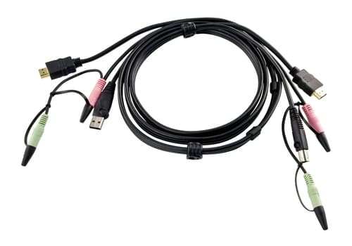 ATEN 2L-7D02UH - Video / USB / audio cable - USB, mini-phone stereo 3.5 mm, HDMI (M) to mini-phone stereo 3.5 mm, USB Type B, HDMI (M) - 1.8 m