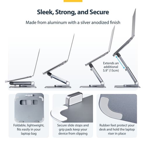 StarTech.com - Notebook stand - 360� swivel, telescopic height adjustment - desktop - silver — view 12