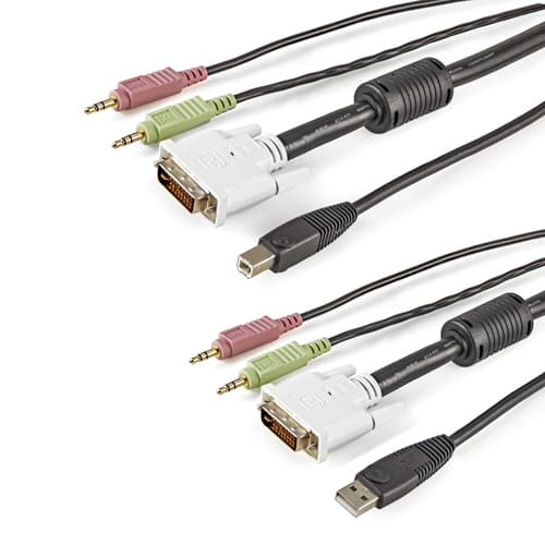 StarTech.com 6 ft 4-in-1 USB DVI KVM Cable with Audio and Microphone - DVI KVM Cable - USB KVM Cable - KVM Switch Cable (USBDVI4N1A6) - Keyboard / video / mouse / audio extension cable - USB, mini-phone stereo 3.5 mm, DVI-I to mini-phone stereo 3.5 mm, USB Type B, DVI-I - 1.8 m - black - for P/N: SV231DVIUA, SV231UADVI, SV431DVIUA, SV431DVIUAGB, SV565FXDUSA