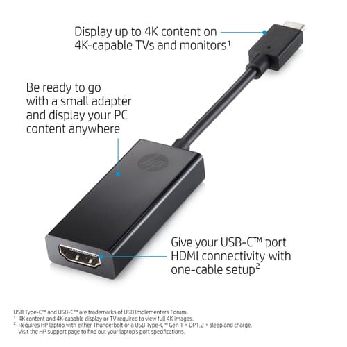 HP - Adapter - 24 pin USB-C male to HDMI female — view 4