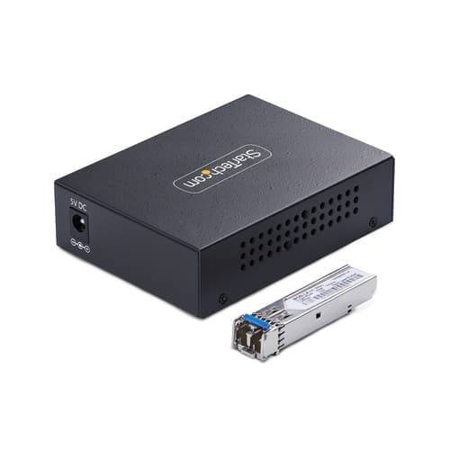StarTech.com - Fibre media converter - 1GbE - over fibre optic - 1000Base-T, 1000Base-LX, 10Base-T, 100Base-TX - LC Duplex single-mode / RJ-45 - up to 20 km - 1310 nm - TAA Compliant — view 3
