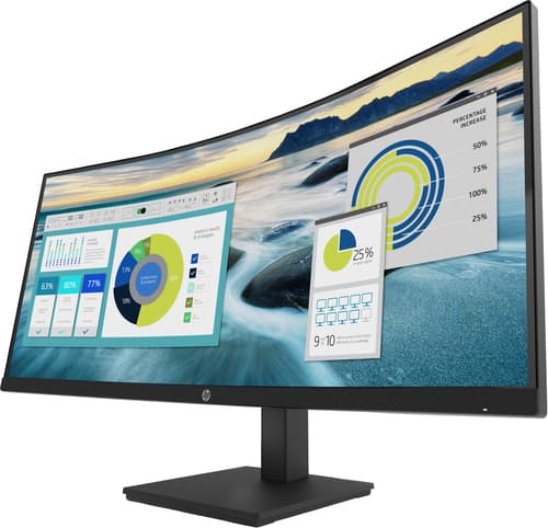 HP P34hc G4 - P-Series - LED monitor - curved - 34" - 3440 x 1440 WQHD @ 60 Hz - VA - 250 cd/m� - 3500:1 - 5 ms - HDMI, DisplayPort, USB-C - speakers - black — view 4
