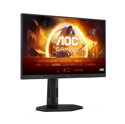 AOC Gaming 24G4X - G4 Series - LED monitor - gaming - 24" (23.8" viewable) - 1920 x 1080 Full HD (1080p) @ 180 Hz - IPS - 300 cd/m� - 1000:1 - HDR10 - 0.5 ms - 2xHDMI, DisplayPort - speakers - black
