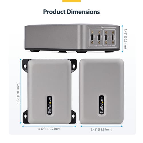 StarTech.com 4-Port USB-C Charger, 240W Total, Single Port 140W EPR - Power adapter - with surface mount bracket - 240 Watt - 5 A - Power Delivery 3.1 - 4 output connectors (24 pin USB-C) — view 23