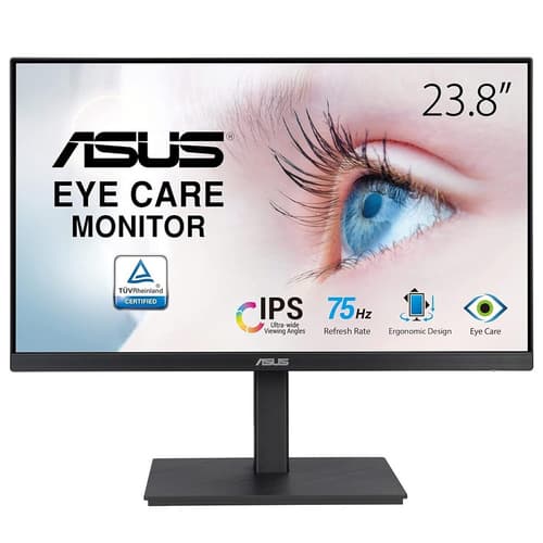 ASUS VA24EQSB - LED monitor - 23.8" - 1920 x 1080 Full HD (1080p) @ 75 Hz - IPS - 300 cd/m� - 1000:1 - 5 ms - HDMI, VGA, DisplayPort - speakers - black