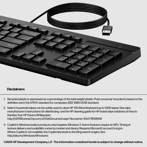 HP 125 G2 - Keyboard - USB - UK - bulk — view 7