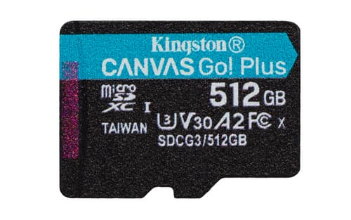 Kingston Canvas Go! Plus - Flash memory card - 512 GB - A2 / Video Class V30 / UHS-I U3 / Class10 - microSDXC UHS-I — view 1