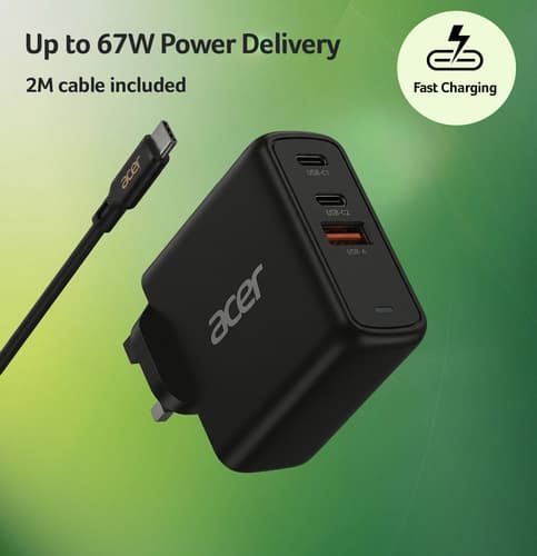 67W PD CHARGER 2X USB-C 1X USB-A — view 1