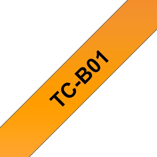 Brother TCB01 - 12 mm x 6.7 m - black on fluorescent orange - laminated tape - for P-Touch PT-2000, PT-3000, PT-500, PT-5000, PT-8E — view 1