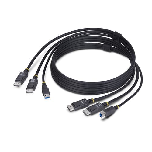 StarTech.com 6ft (1.8m) Dual-DisplayPort and USB 5Gbps KVM Cable - Keyboard / video / mouse (KVM) cable - DisplayPort, USB Type A (M) to DisplayPort, USB Type B (M) - 1.83 m - 4K60Hz support, HDR10 support - black
