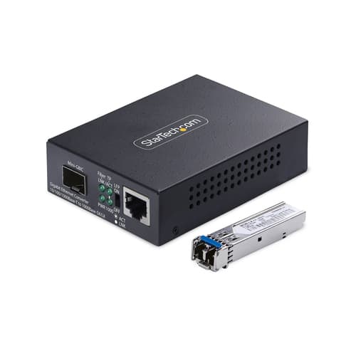 StarTech.com - Fibre media converter - 1GbE - over fibre optic - 1000Base-T, 1000Base-LX, 10Base-T, 100Base-TX - LC Duplex single-mode / RJ-45 - up to 20 km - 1310 nm - TAA Compliant