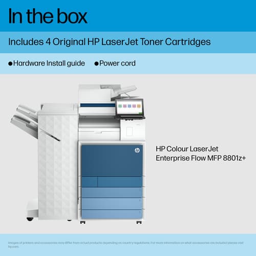 HP LaserJet Enterprise Flow MFP 8801z+ - Multifunction printer - colour - laser - A3 (297 x 420 mm) (original) - A3/Ledger (media) - up to 60 ppm (copying) - up to 60 ppm (printing) - 2180 sheets - 33.6 Kbps - Gigabit LAN, USB 3.0, USB 2.0 host, USB 3.0 host — view 5