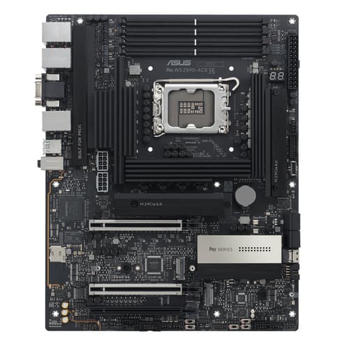 ASUS PRO WS Z890-ACE SE - Motherboard - ATX - LGA1851 Socket - Z890 Chipset - USB-C 3.2 Gen 2x2, USB 3.2 Gen 2, USB4, USB 3.2 Gen 1 - 10 Gigabit LAN, 2.5 Gigabit LAN, Gigabit LAN - onboard graphics (CPU required) - HD Audio (8-channel) — view 3