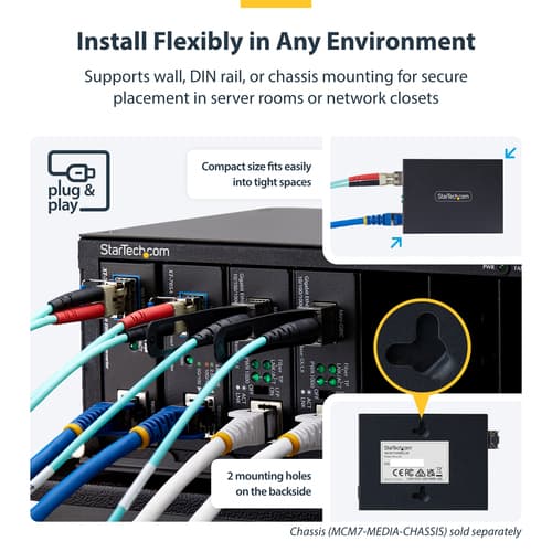 StarTech.com - Fibre media converter - 1GbE - over fibre optic - 1000Base-T, 1000Base-LX, 10Base-T, 100Base-TX - LC Duplex single-mode / RJ-45 - up to 20 km - 1310 nm - TAA Compliant — view 11