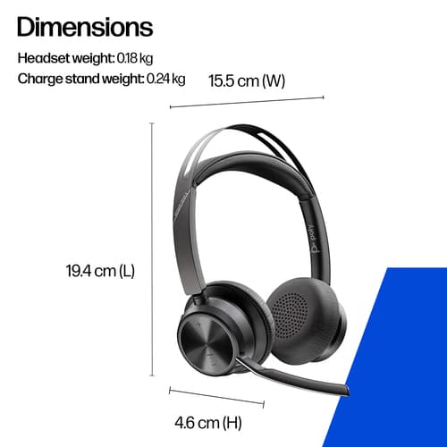 Poly Voyager Focus 2 - Customer Special 1 - headset - on-ear - Bluetooth - wireless - active noise cancelling - USB-C via Bluetooth adapter - black — view 7