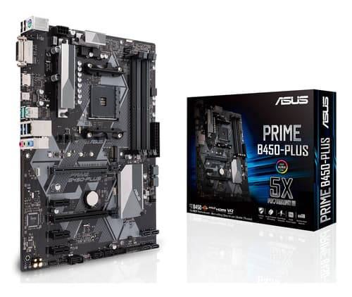 ASUS PRIME B450-PLUS - Motherboard - ATX - Socket AM4 - AMD B450 Chipset - USB 3.1 Gen 1, USB 3.1 Gen 2, USB-C Gen1 - Gigabit LAN - onboard graphics (CPU required) - HD Audio (8-channel)