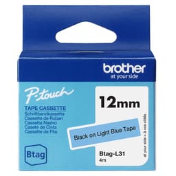 Brother BTAG-L31 - Black on light blue - Roll (1.2 cm x 4 m) 1 cassette(s) hanging box - label tape